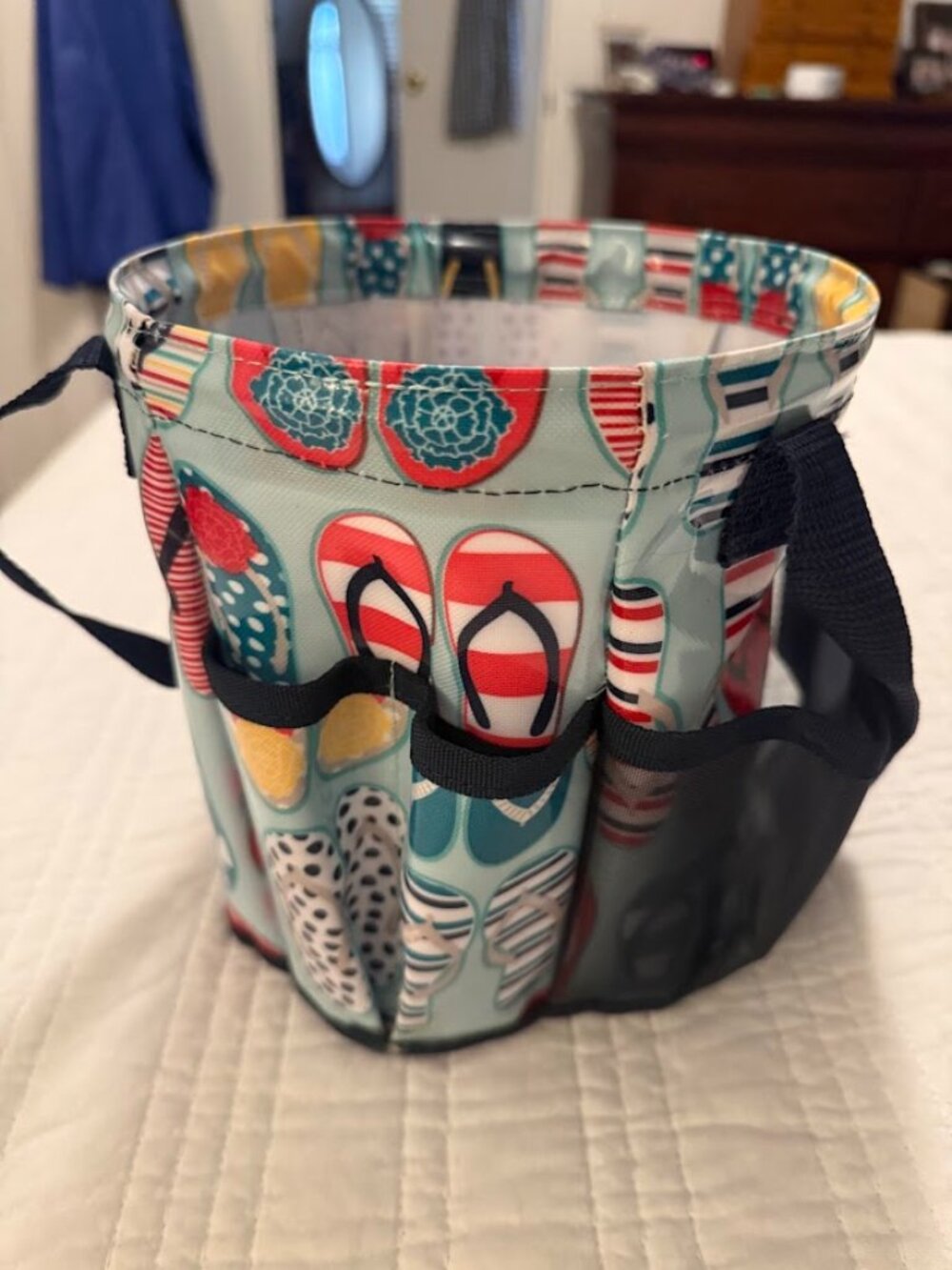 Retired Thirty One Summer Fun Caddy Flip Flops Beach Mesh Dorm Carry All Bag